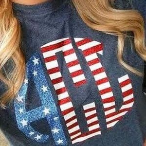 Monogram Amerincan Flag Vinyl Tshirt